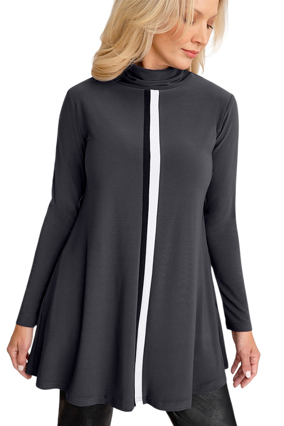 Sympli Underline Turtle Neck Trapeze, Long Sleeve | Style:23188-3
