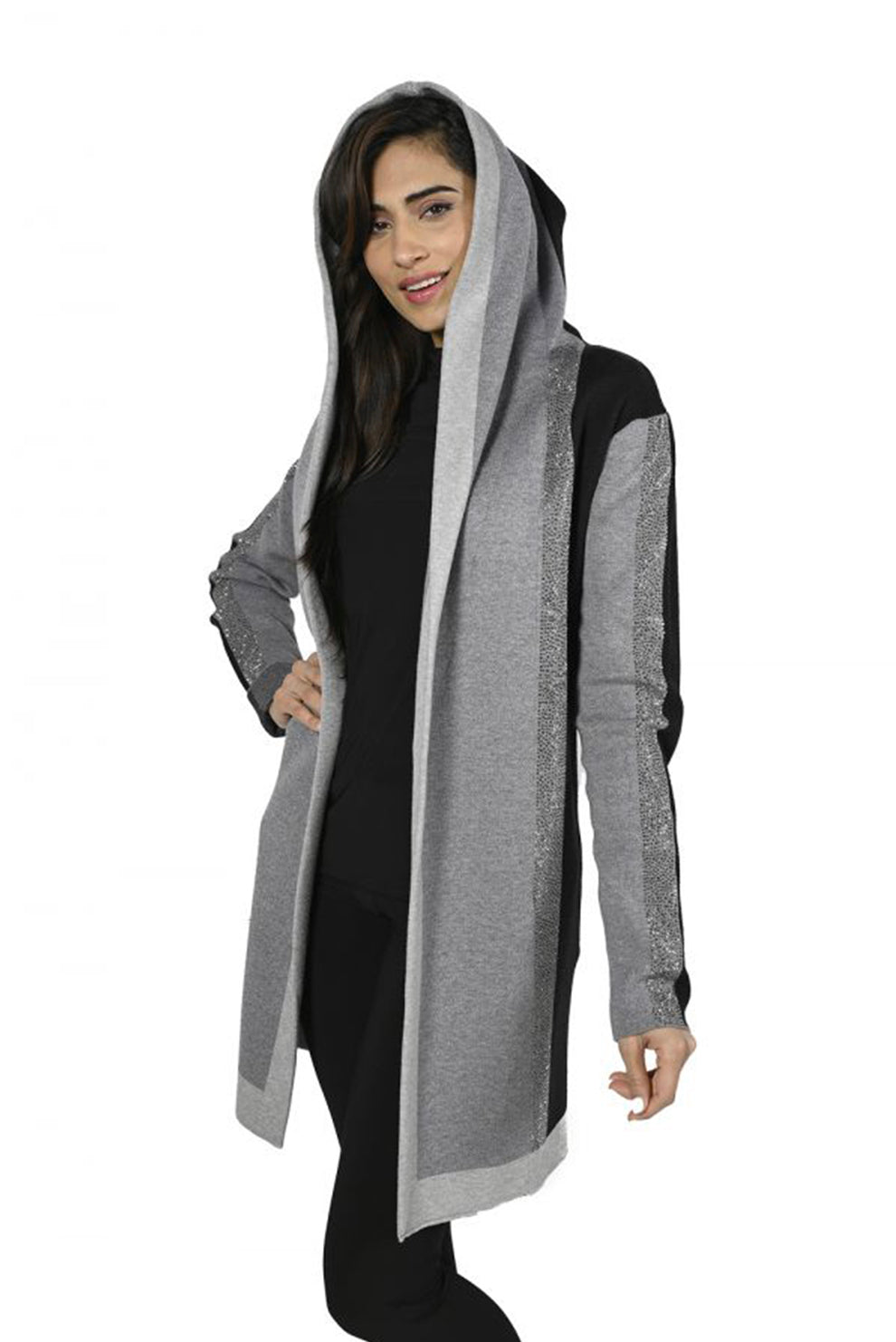 Frank Lyman Black and Gray Knit Cover-up | Style: 223448