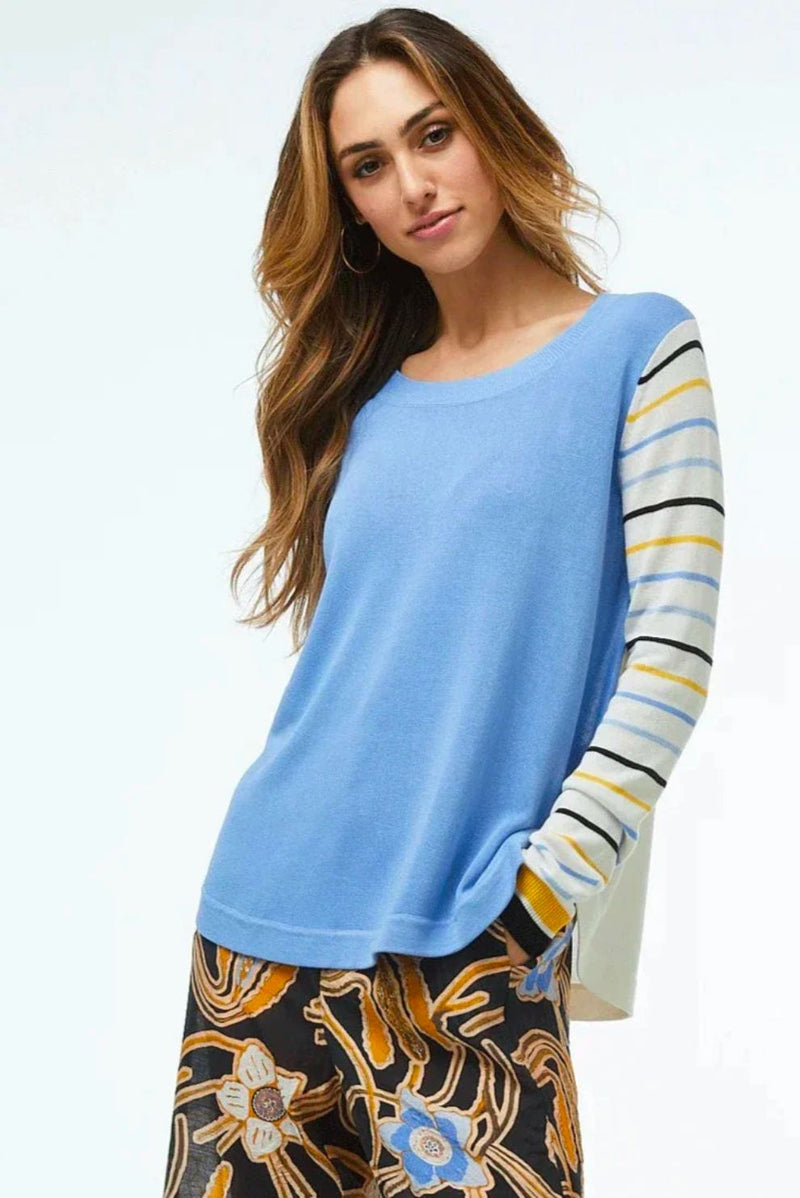 Zaket and Plover Stripe Sleeve Sweater | Style ZP4486U