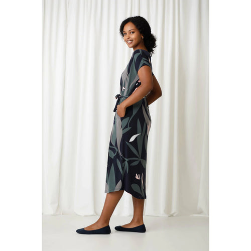 Boat Neck Belted Dress